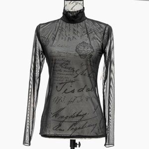 923-Commando Chic Mesh Turtleneck Top